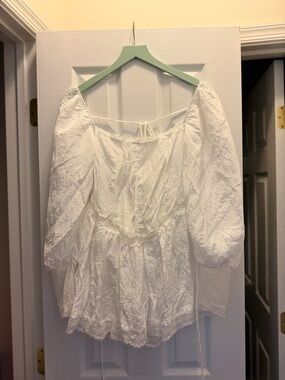 Free people intimates White Lace Peasant Blouse bodysuit